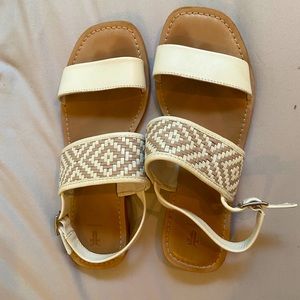 Frye woven leather sandals white sz 8.5